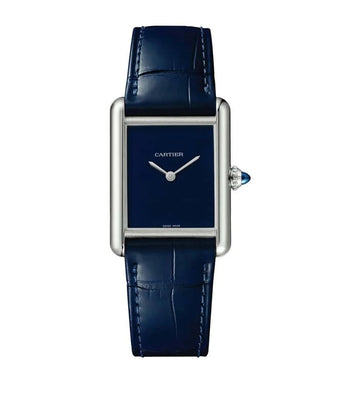 Tank Must de Cartier Watch with Blue Alligator Strap