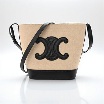 Celine Small Bucket Triomphe Calfskin Canvas 21x18x13cm