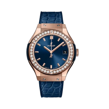 Classic Fusion Titanium Diamonds 33mm Rose Gold Leather Strap