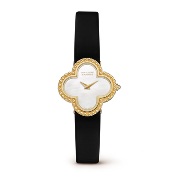 Alhambra Watch 30mm Mother-of-Pearl Satin Strap Steel Zircon
