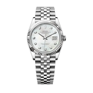 Datejust Oyster 36mm White Gold Steel Mother of Pearl Dial