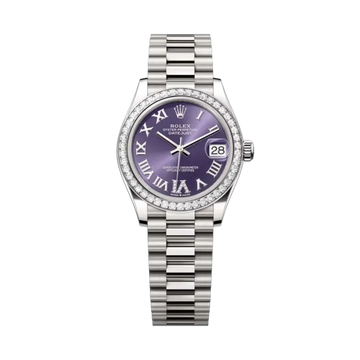 Datejust Oyster 31mm – Purple Dial in Stainless Steel & Zircon
