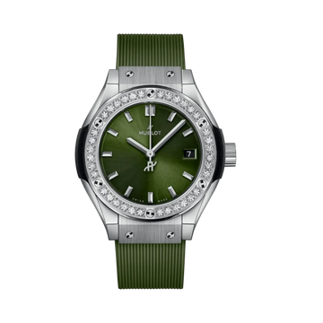 Classic Fusion Titanium Diamonds 33mm Green Rubber Strap