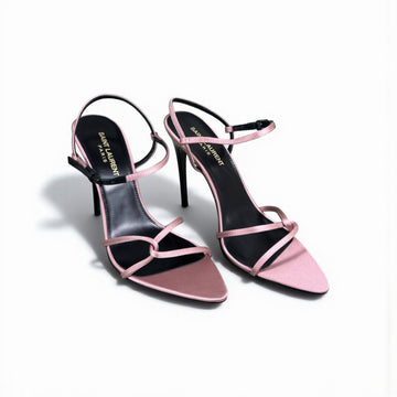 YSL Silk Satin Pointed Heels Sandals, 4.5" Pointed Heels, Satin Strap, Box Damaged