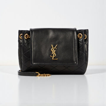 YSL Mini Nolita Bag Black Chevron Quilted Leather 19cm