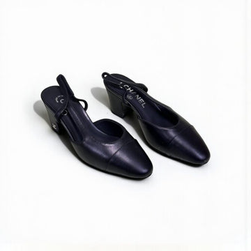 Chanel Slingback Heels, Calfskin, 2.5 inches Heels, Black