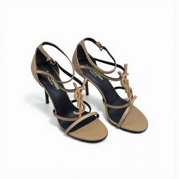 YSL Cassandra Logo Heels, Smooth Leather, 4.5" Heels, Black Stain in Strap & Damaged Box