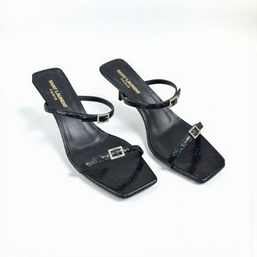 YSL Snake-Embossed Leather Sandal, 1.5" Heels, Leather Damage & Damaged Box