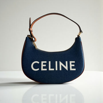 Celine Ava Handbag Blue Denim Calfskin 17x24.5x7cm