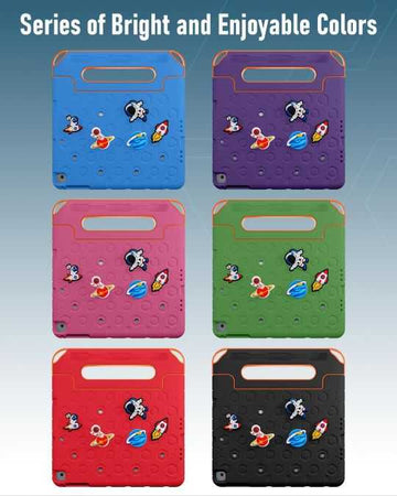 Moxedo Rugged Protective EVA Silicone Kids Case Cover, Shockproof DIY 3D Cartoon Pattern with Pencil Holder, Stand and Handle Grip Compatible for Apple