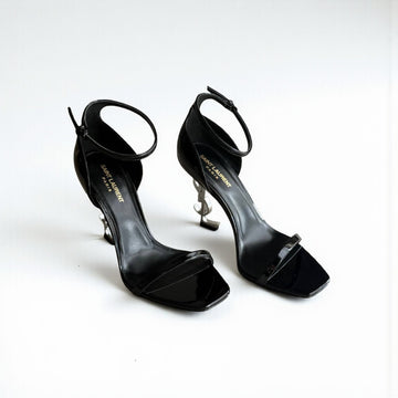 YSL Opyum Patent Leather Logo Heels, 4.5" Heels, Box Damaged