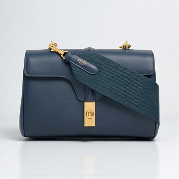 Celine Teen Soft 16 Smooth Calfskin Shoulder Bag Navy Blue 15x24x8cm
