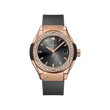 Classic Fusion Titanium Diamonds 33mm Grey Rubber Strap