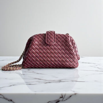Bottega Veneta Lauren 1980 Maroon Padded Intrecciato Clutch