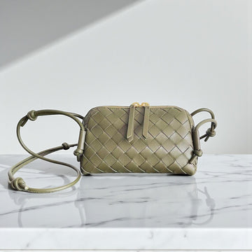 Bottega Veneta Khaki Concert Pouch – Intrecciato Leather