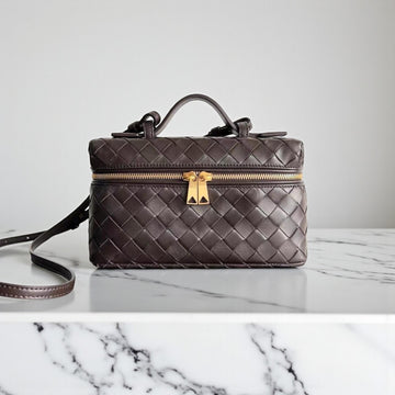Bottega Veneta Dark Brown Vanity Bag in Intrecciato Leather