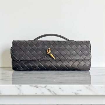 Bottega Veneta Andiamo Clutch Black Intrecciato Lambskin 30cm