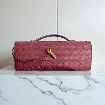 Bottega Veneta Andiamo Clutch Maroon Intrecciato Lambskin 30cm