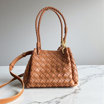 Bottega Veneta Small Parachute Gold Intrecciato Leather Bag, 16.5x20x17 cm