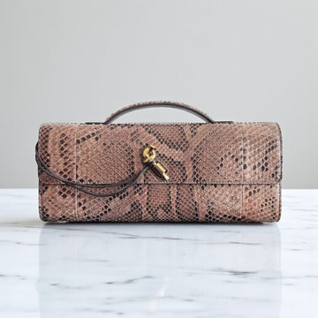 Bottega Veneta Andiamo Clutch Python Leather Knot Closure 13x30x3cm
