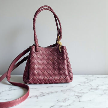 Bottega Veneta Small Parachute Maroon Intrecciato Leather Bag, 20 cm