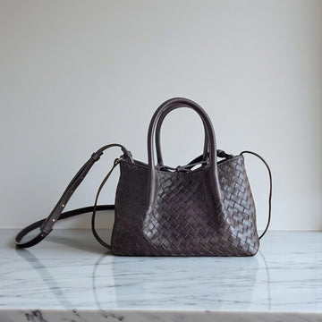Bottega Veneta Small Pinacoteca Bag Dark Brown Intrecciato Leather 24cm