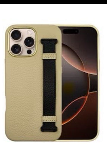 A-Case itsmycase Series Amur Pro Made of 100% Genuine Leather in addition to The Strap Used As Stand Compatible with iPhone 16 Pro Max