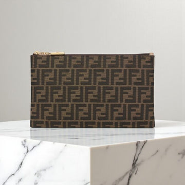 Fendi Baguette Flat Pouch Brown – FF Jacquard Fabric
