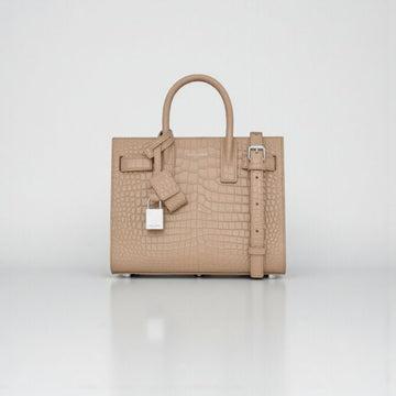 YSL Nano Sac De Jour Beige Croc Leather Bag