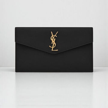 YSL Uptown Pouch Black – Grained Leather, 27 cm