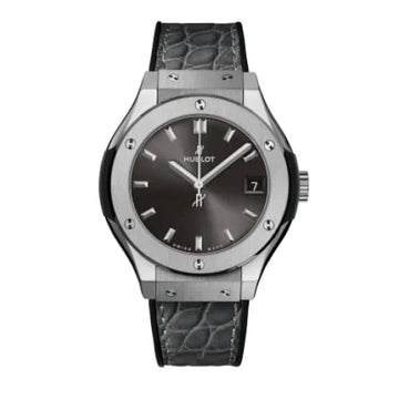 Classic Fusion Titanium Grey 33mm Steel Zircon Leather Strap
