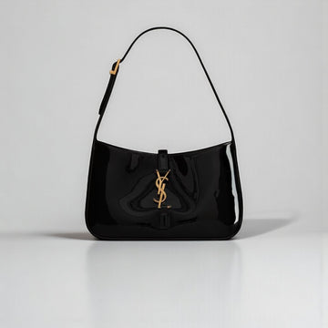 YSL Le 5 à7 Black Patent Leather Hobo Bag 23cm