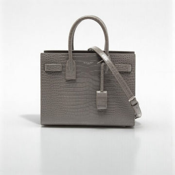 YSL Small Sac De Jour Gray Croc Leather Bag