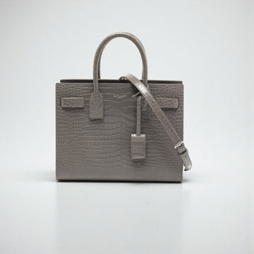 YSL Nano Sac De Jour Gray Croc Leather Bag