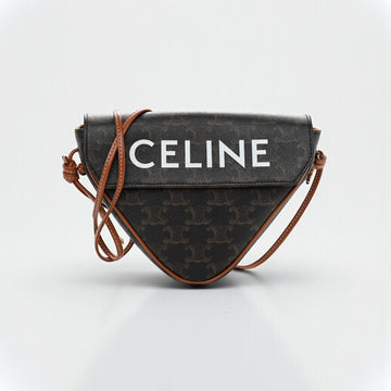 Celine Triangle Bag Triomphe Canvas 12x16x4cm