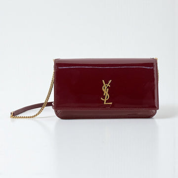 YSL Cassandre Bag Maroon Patent Calfskin Leather 18cm