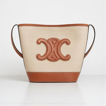 Celine Small Bucket Triomphe Calfskin Canvas 21x18x13cm