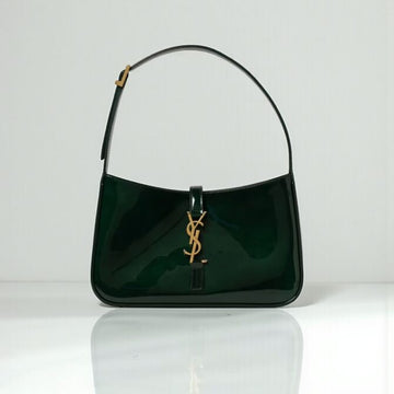 YSL Le 5 à 7 Green Patent Leather Hobo Bag 24cm