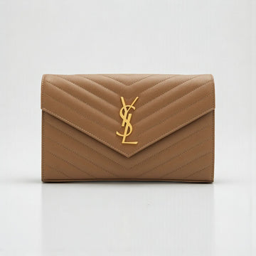 YSL Cassandre Envelope Chain Bag Brown – Quilted Calf Leather