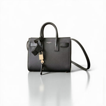YSL Sac De Jour Nano 22cm Black Grained Calfskin Leather