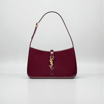 YSL Le 5 à7 Dark Red Wine Patent Leather Hobo Bag 23cm