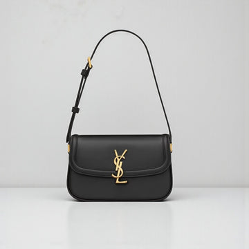 YSL Solferino Shoulder Bag Black Box Leather 24cm