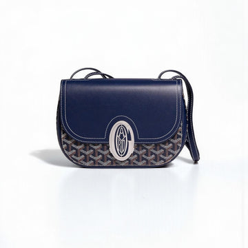 Goyard 233 Bag 25cm Navy Blue Canvas & Calfskin