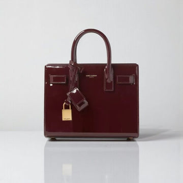 YSL Sac De Jour Nano Patent Leather Dark Red Wine