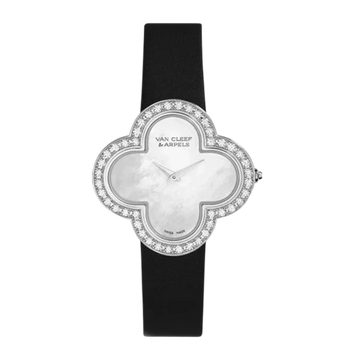 Alhambra Watch – 30mm White Gold, Zircon, Mother-of-Pearl