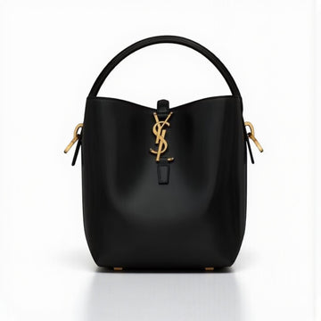 YSL LE 37 Small Bucket Bag Black Shiny Leather 18cm