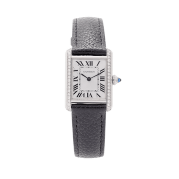 Tank Must de Cartier Watch 25mm Steel with Black Calfskin Strap