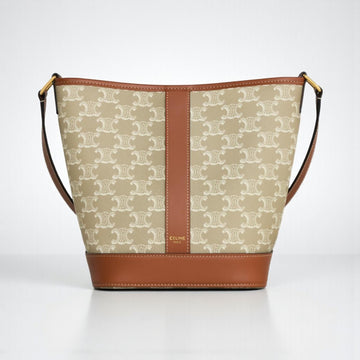 Celine Medium Bucket Triomphe Canvas Calfskin 22x23x13cm