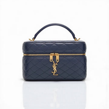 YSL Gaby Vanity Mini Bag 18cm Dark Blue Lambskin Leather
