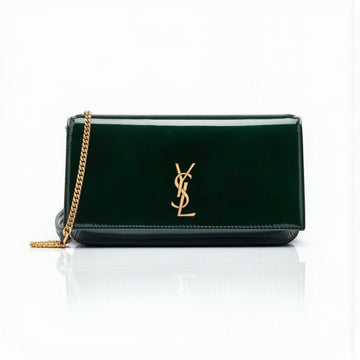 YSL Cassandre Bag 18cm Green Patent Calfskin Leather